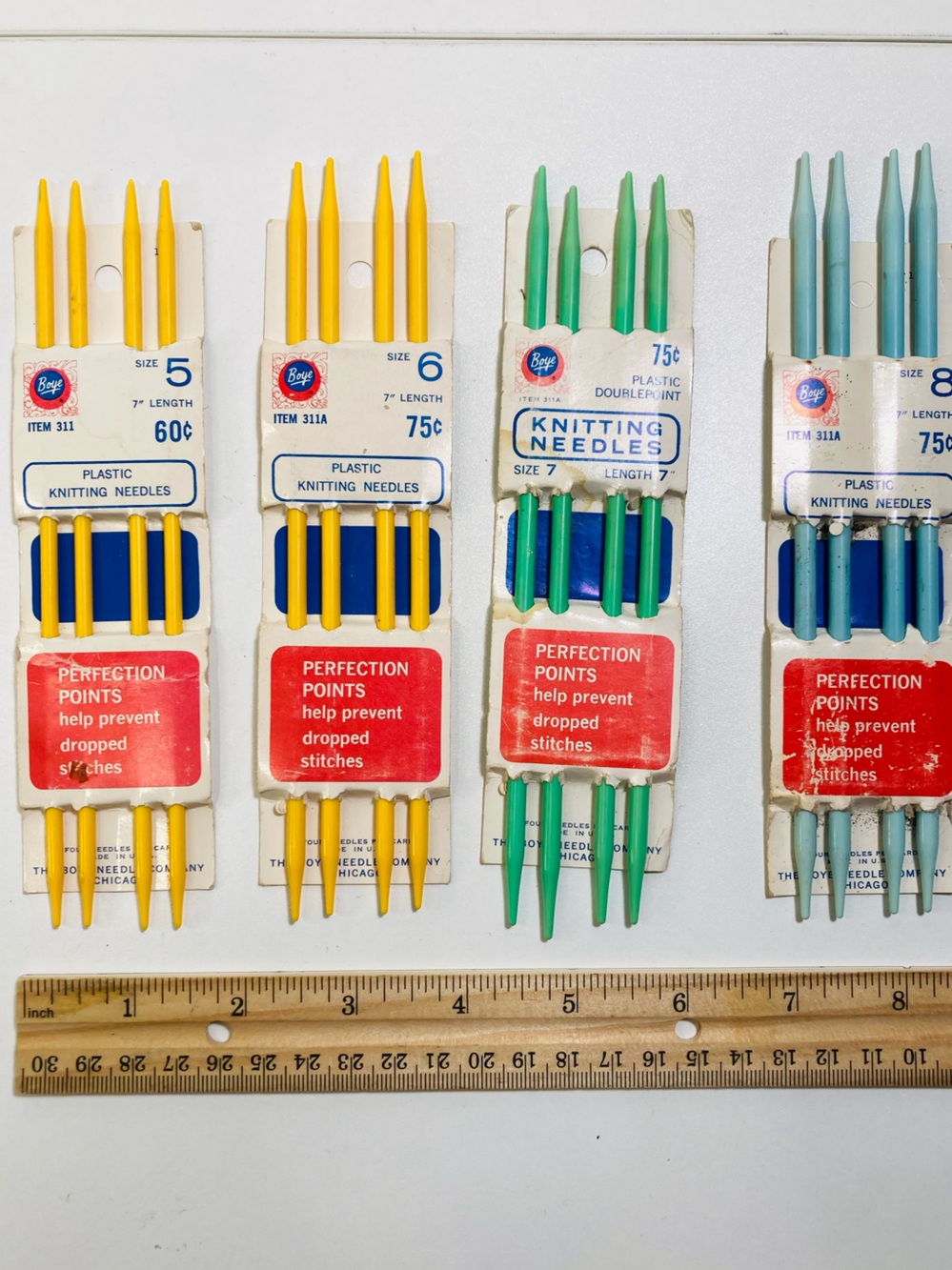 4 Sets New Vintage Boye Double Pointed Plastic Knitting Needles 7” Length
